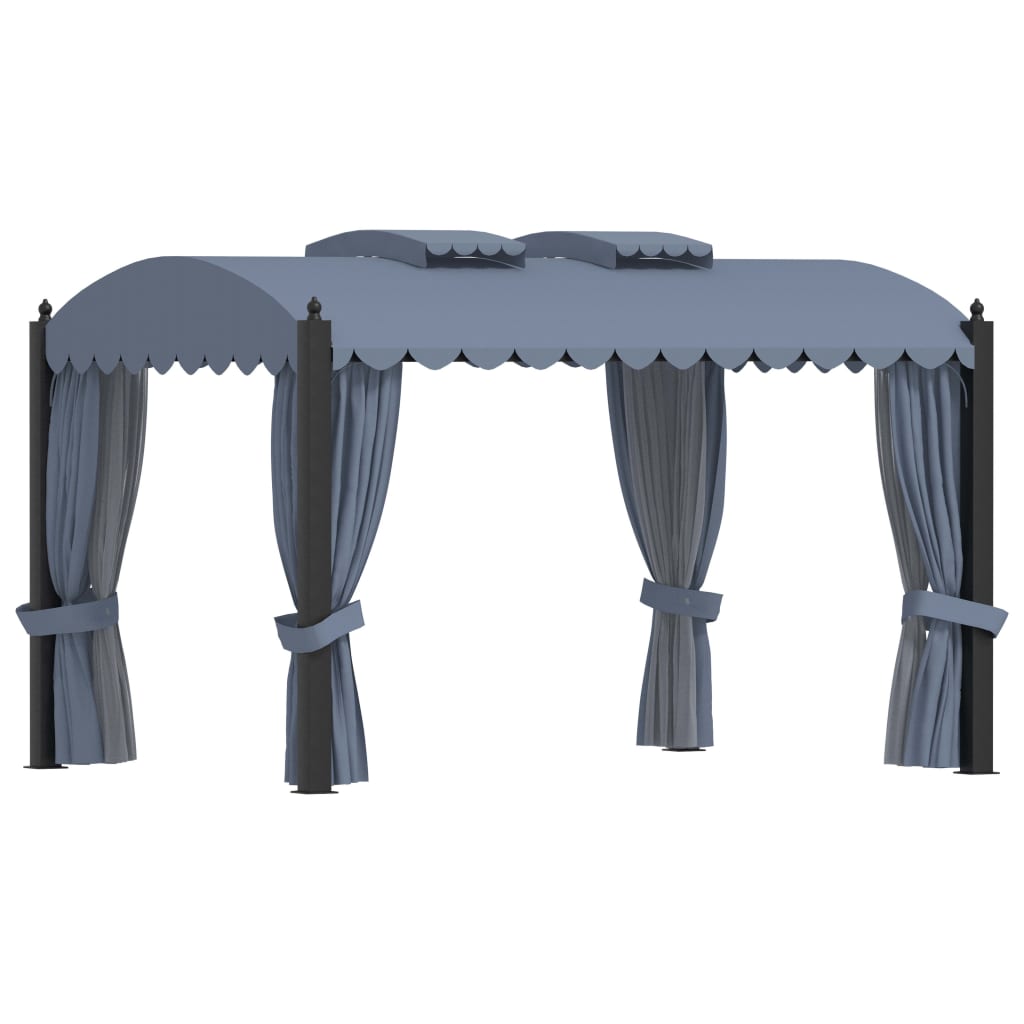 Gazebo Con Tende 3x4 Cm Antracite In Acciaio