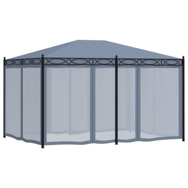 Gazebo Con Schermi A Rete 3x4 Cm Antracite In Acciaio - Image 4