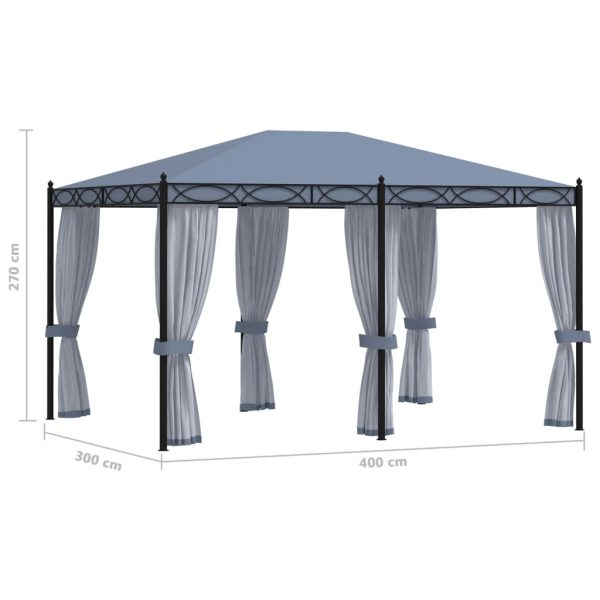 Gazebo Con Schermi A Rete 3x4 Cm Antracite In Acciaio - Image 6