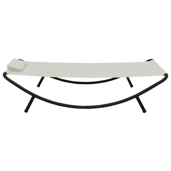 Lettino Da Giardino Crema 200x90 Cm In Acciaio - Image 3