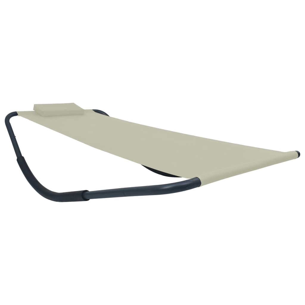 Lettino Da Giardino Crema 200x90 Cm In Acciaio