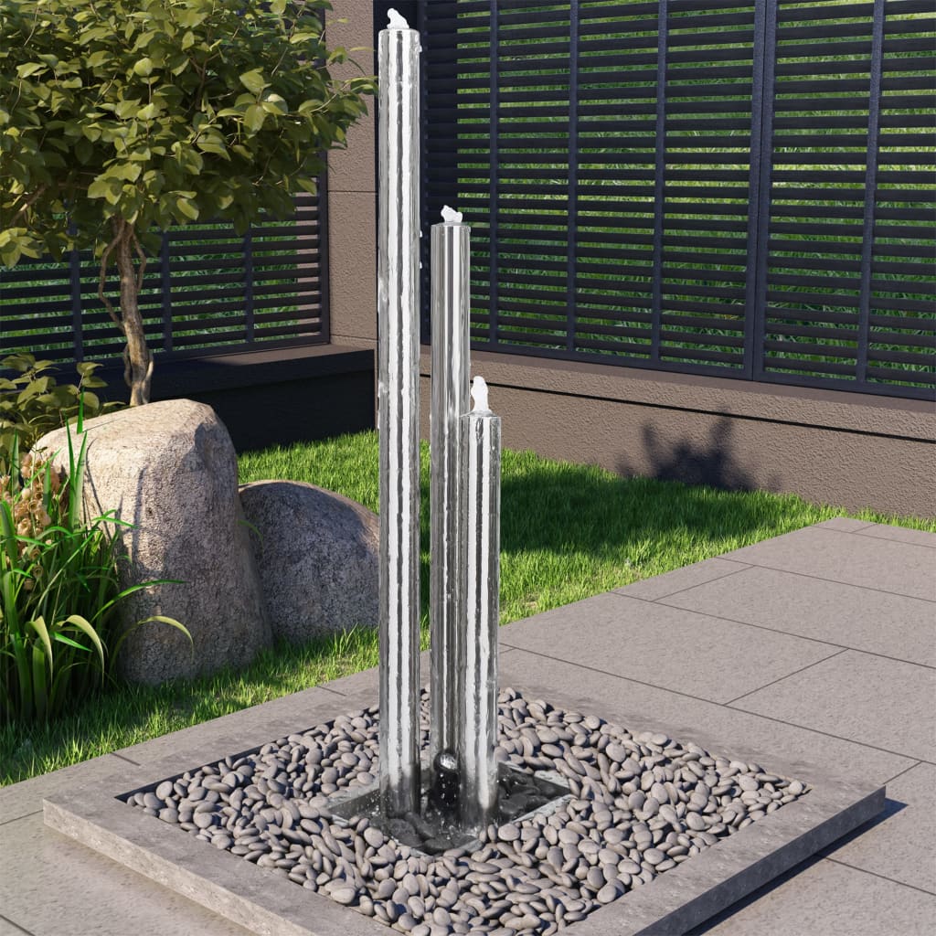 Fontana Da Giardino Argento 48x34x153 Cm In Acciaio Inox