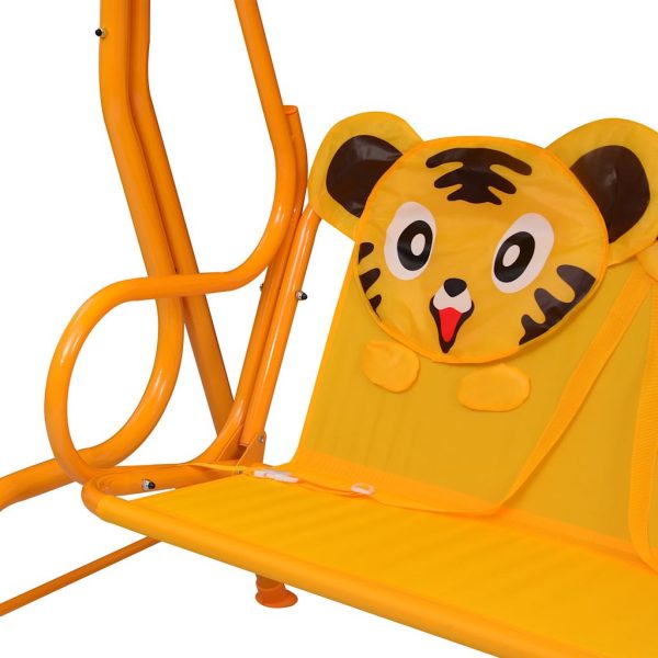 Dondolo A Panchina Per Bambini Giallo 115x75x110 Cm In Tessuto - Image 5