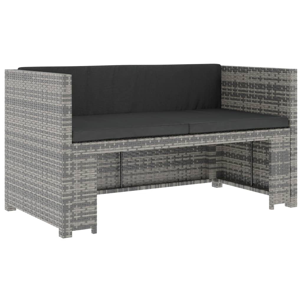 Set Divani Da Giardino 5 Pz Con Cuscini In Polyrattan Grigio - Image 3