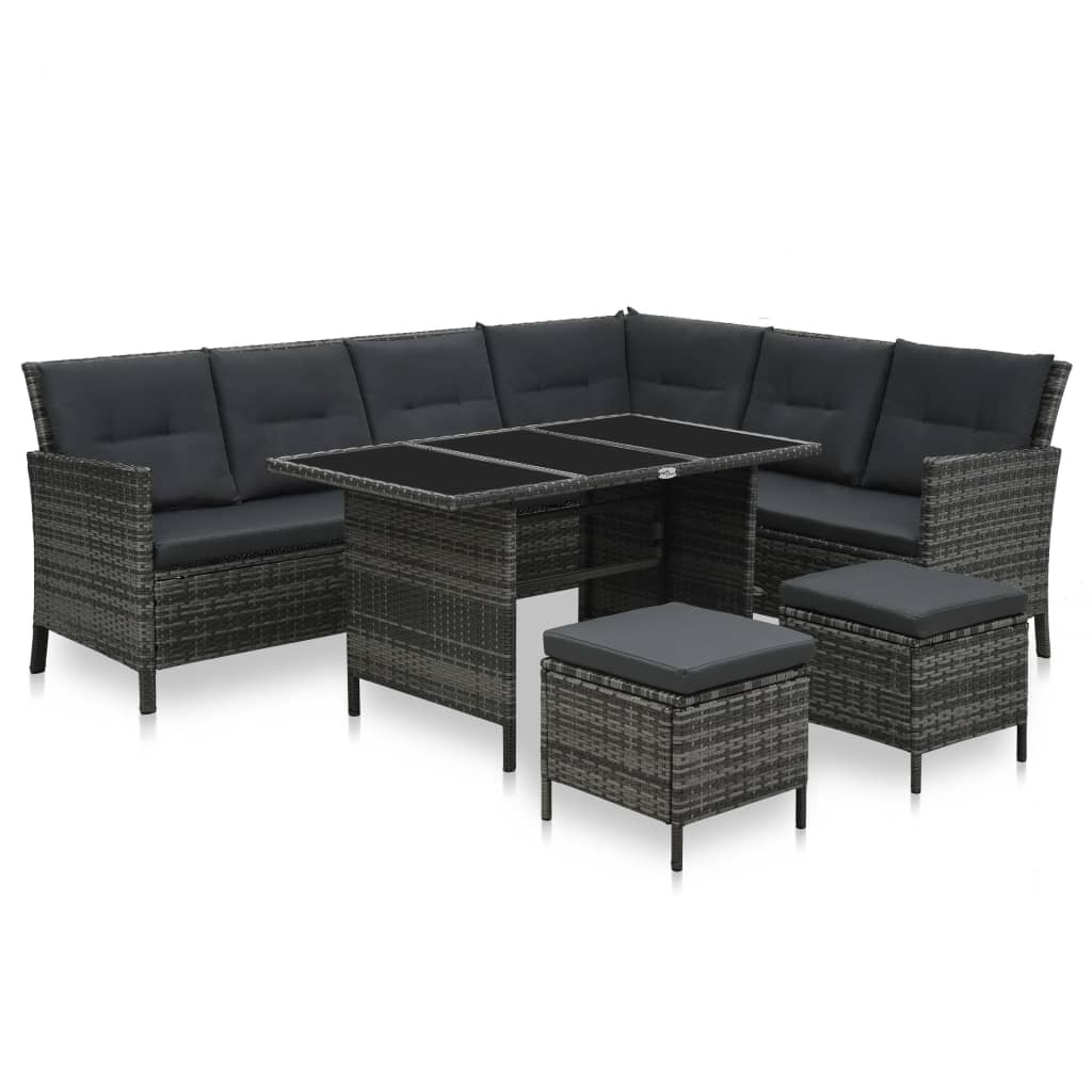 Set Divani Da Giardino 4 Pz Con Cuscini In Polyrattan Grigio