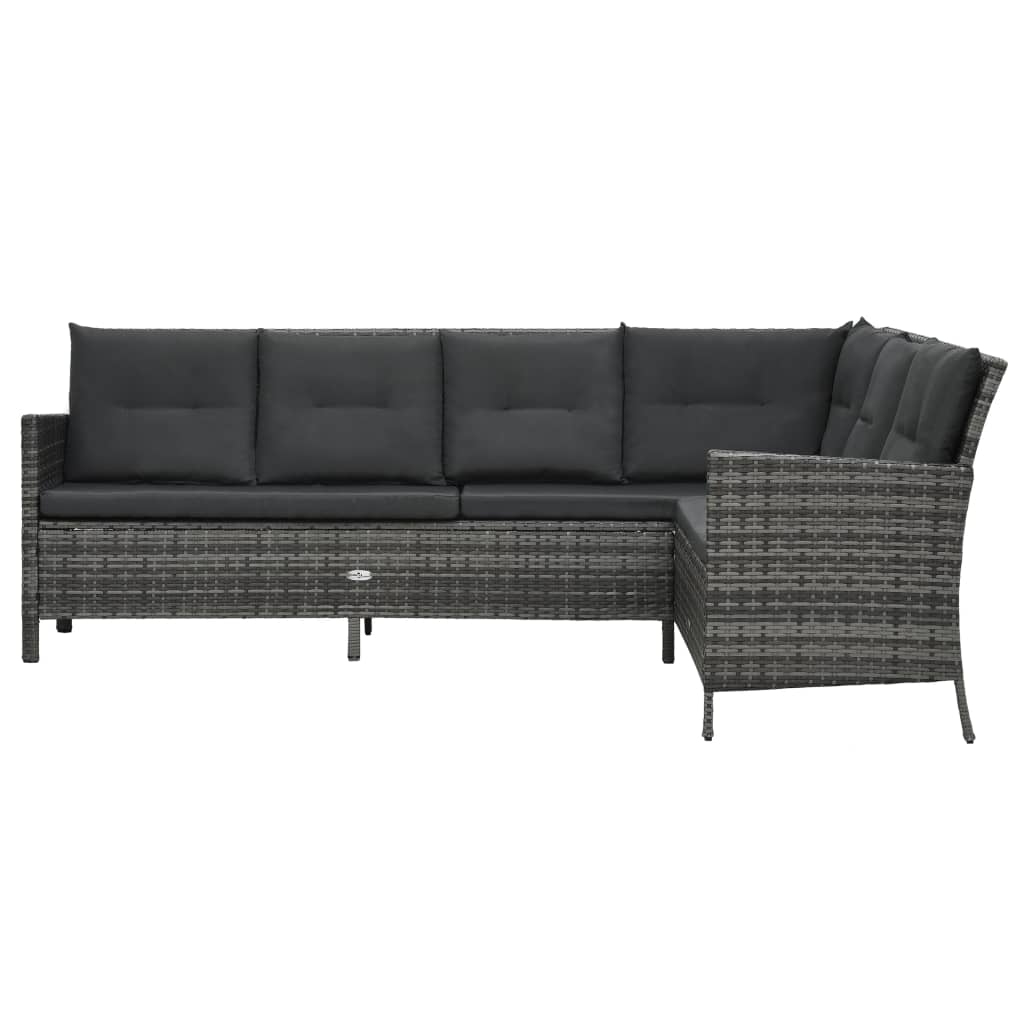 Set Divani Da Giardino 4 Pz Con Cuscini In Polyrattan Grigio - Image 3