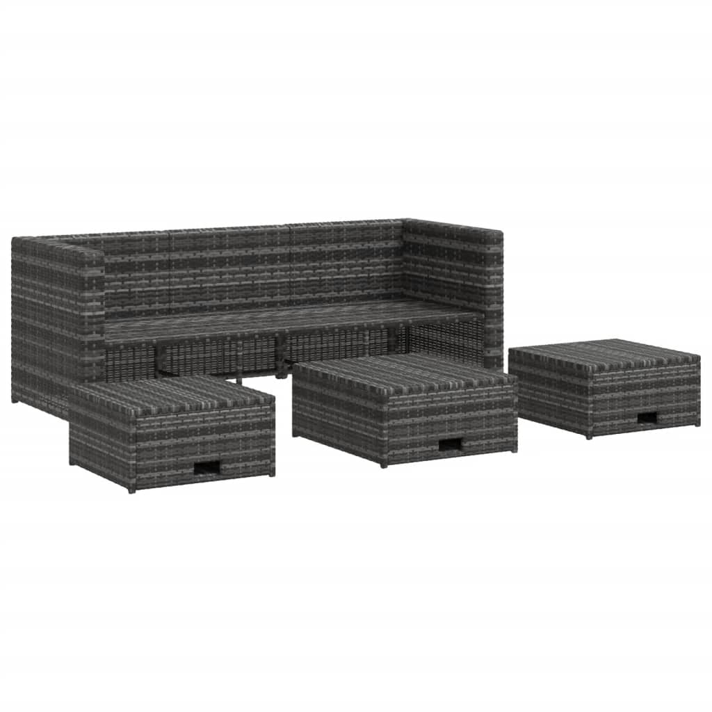 Set Divani Da Giardino 4 Pz Con Cuscini In Polyrattan Grigio - Image 4