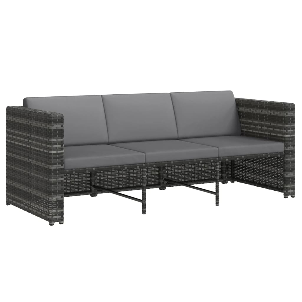 Set Divani Da Giardino 4 Pz Con Cuscini In Polyrattan Grigio - Image 5