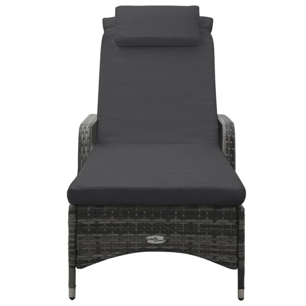 Lettino Prendisole Con Ruote In Polyrattan Grigio - Image 3