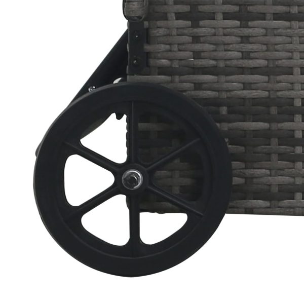 Lettino Prendisole Con Ruote In Polyrattan Grigio - Image 6