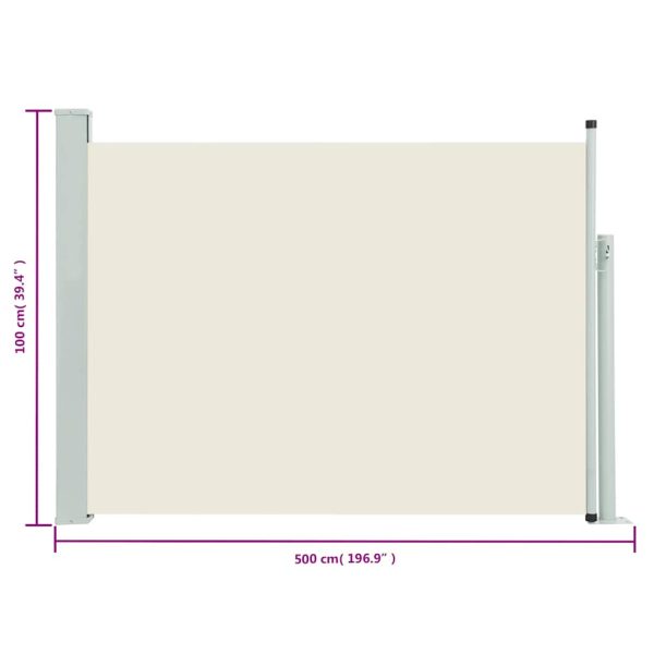 Tenda Laterale Retrattile Per Patio 100x500 Cm Crema - Image 5
