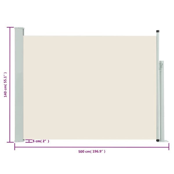 Tenda Laterale Retrattile Per Patio 140x500 Cm Crema - Image 4
