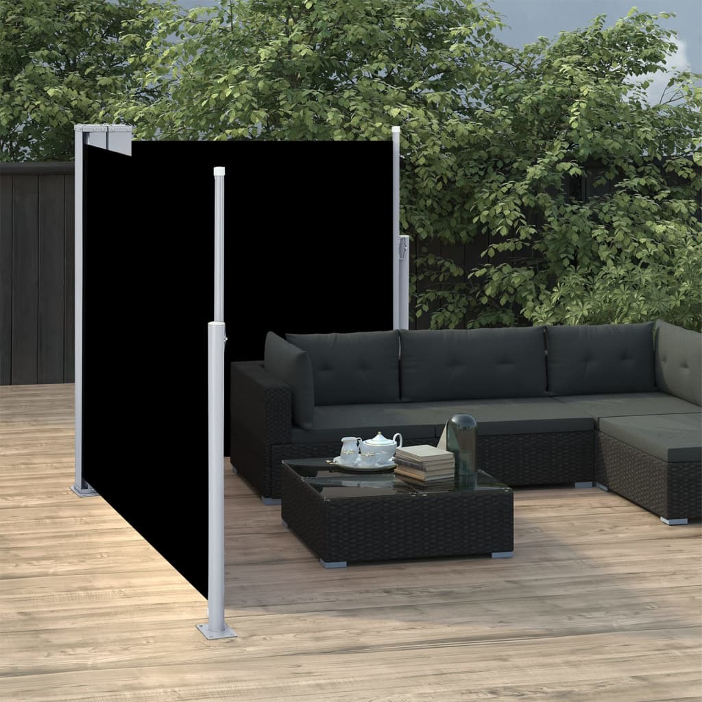 Tenda Da Sole Laterale Retrattile Nera 100x600 cm
