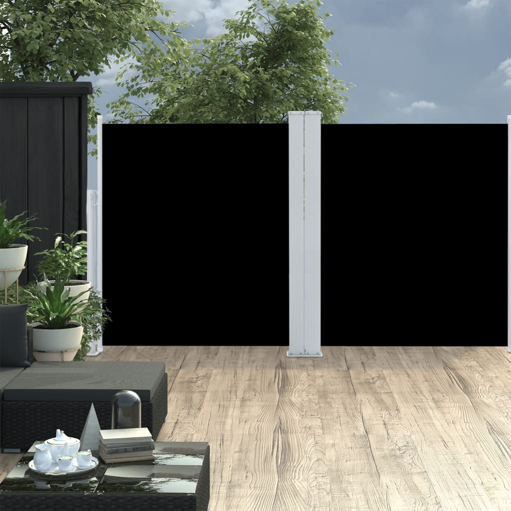 Tenda Da Sole Laterale Retrattile Nera 140x600 cm