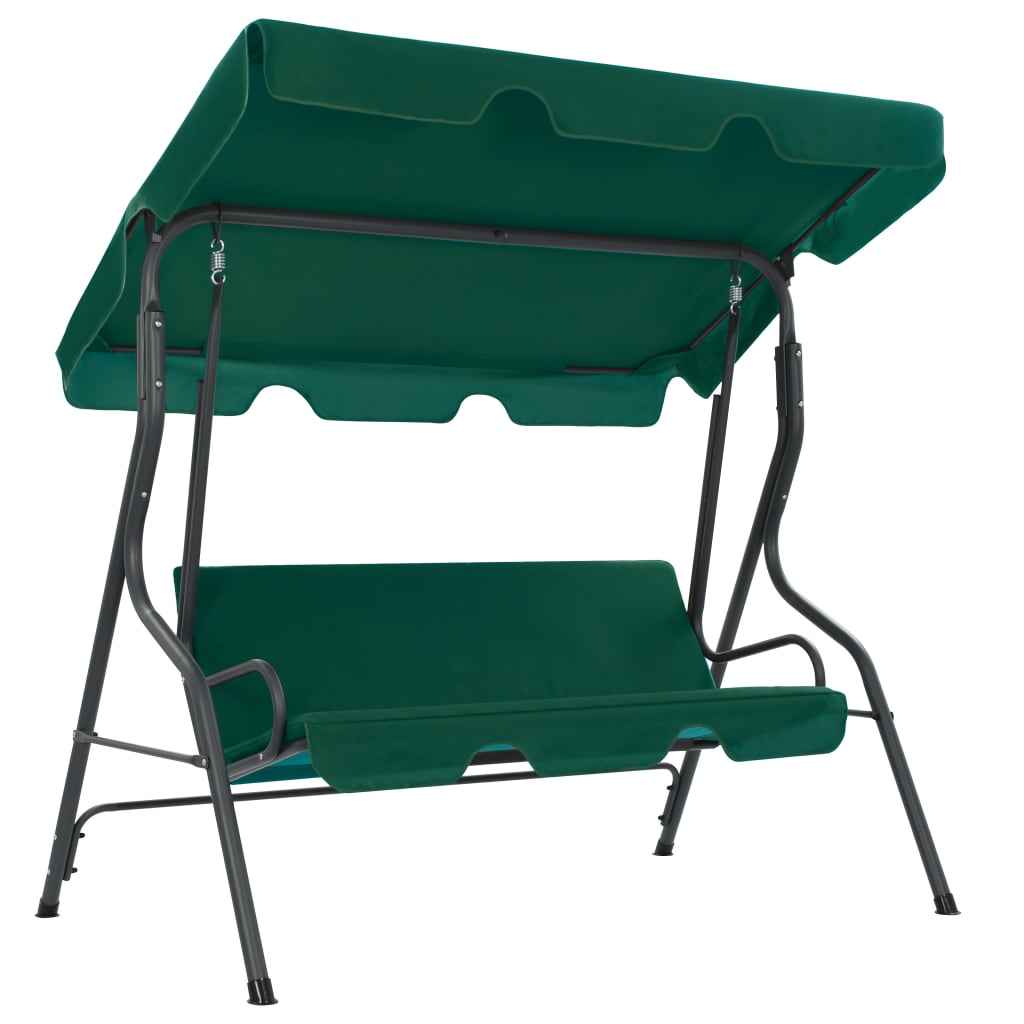 Panchina A Dondolo Da Giardino Verde 170x110x153 Cm In Tessuto