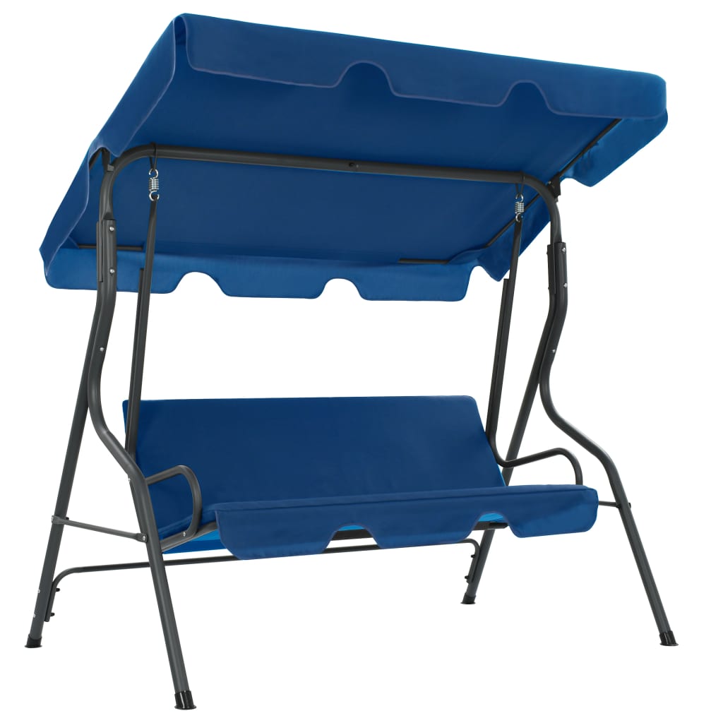 Panchina A Dondolo Da Giardino Blu Scuro 170x110x153 Cm Tessuto