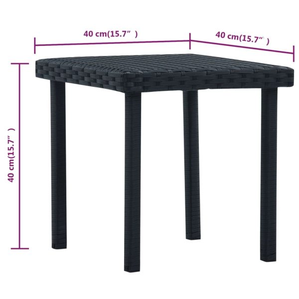 Tavolino Da Tè Da Giardino Nero 40x40x40 Cm In Polyrattan - Image 4