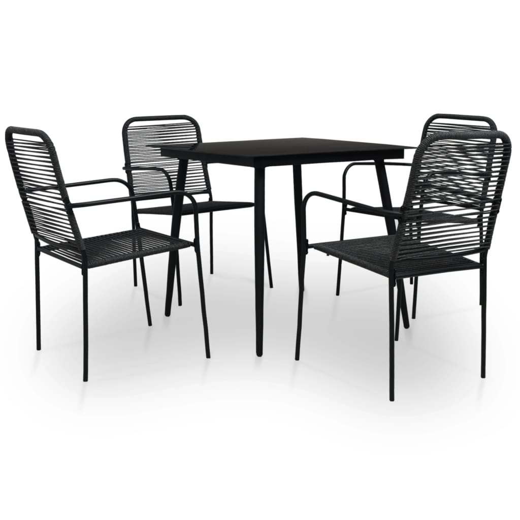 Set Da Pranzo Da Esterni 5 Pz In Corda Di Cotone E Acciaio Nero