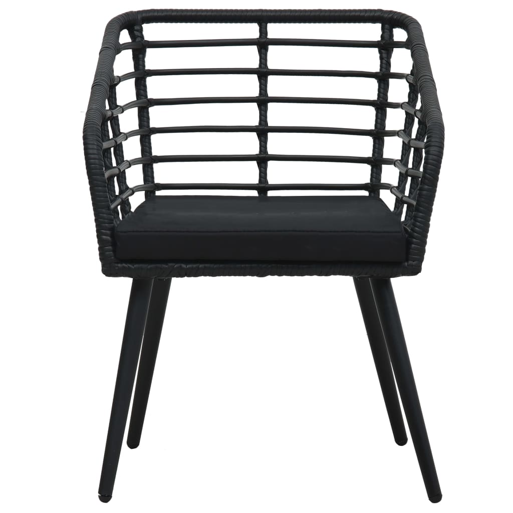 Sedie Da Giardino Con Cuscini 2 Pz In Polyrattan Nere - Image 3