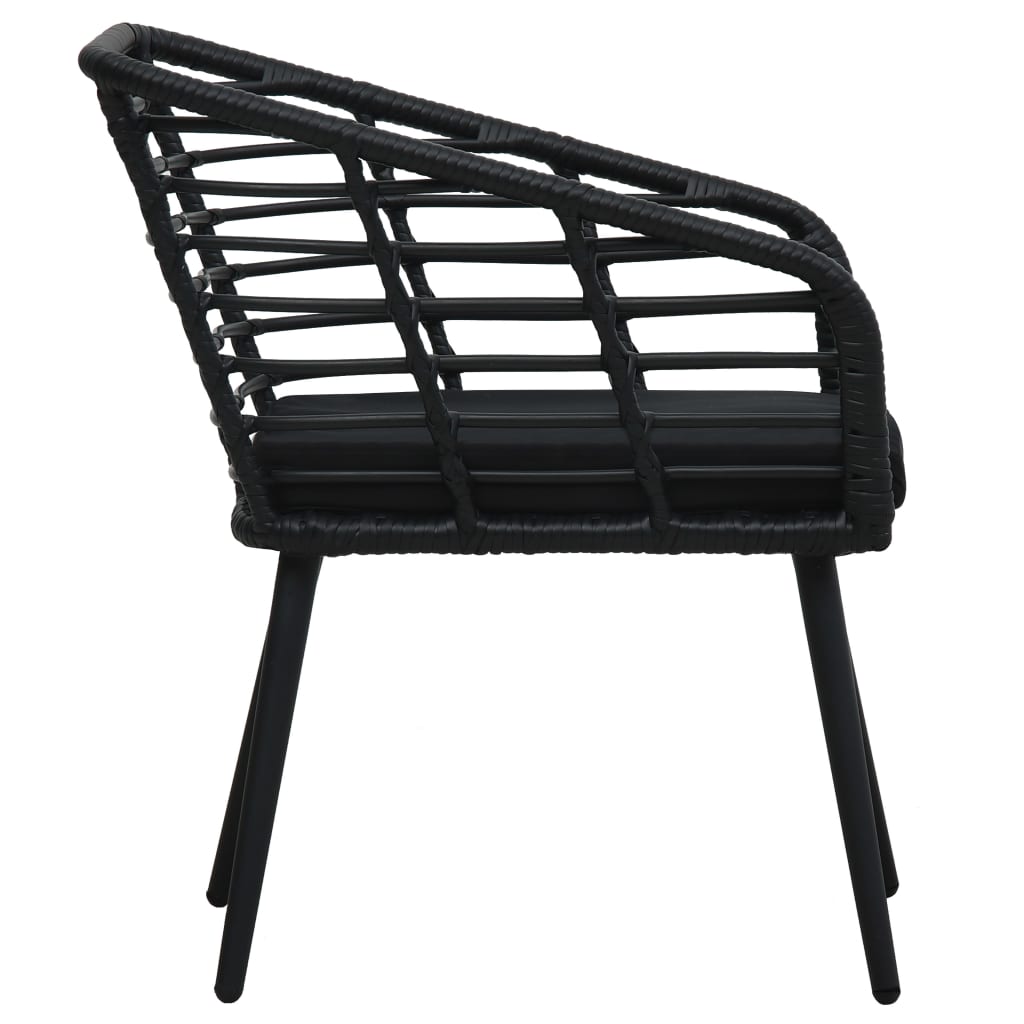 Sedie Da Giardino Con Cuscini 2 Pz In Polyrattan Nere - Image 4