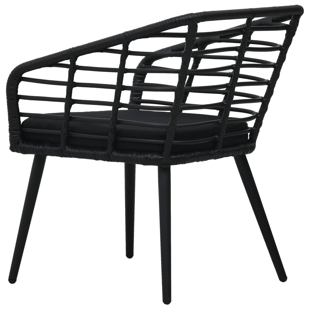 Sedie Da Giardino Con Cuscini 2 Pz In Polyrattan Nere - Image 5