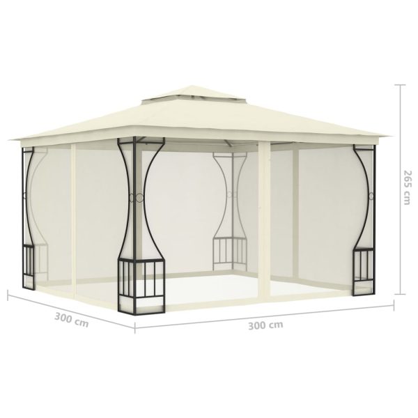 Gazebo Con Rete 300x300x265 Cm Crema - Image 5