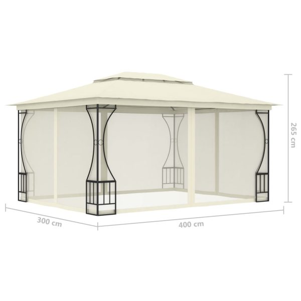 Gazebo Con Rete 300x400x265 Cm Crema - Image 6