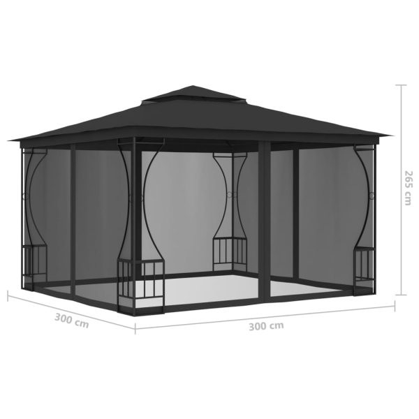 Gazebo Con Rete 300x300x265 Cm Antracite - Image 5