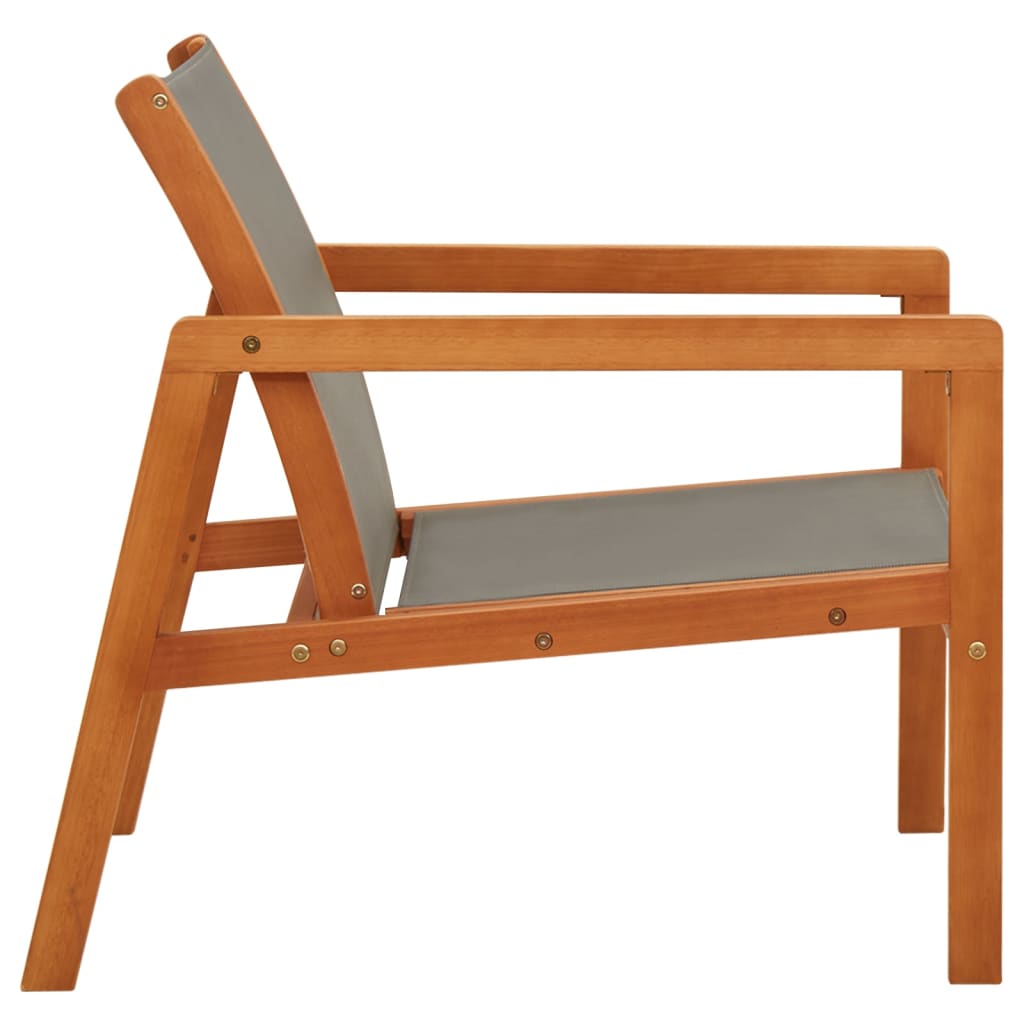 Sedia Da Giardino Grigia Legno Massello Eucalipto E Textilene - Image 3