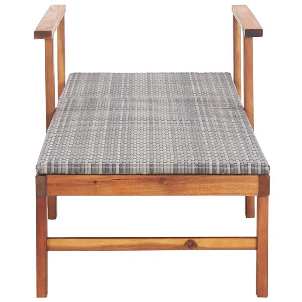 Lettino Prendisole Polyrattan E Legno Massello Di Acacia Grigio - Image 6