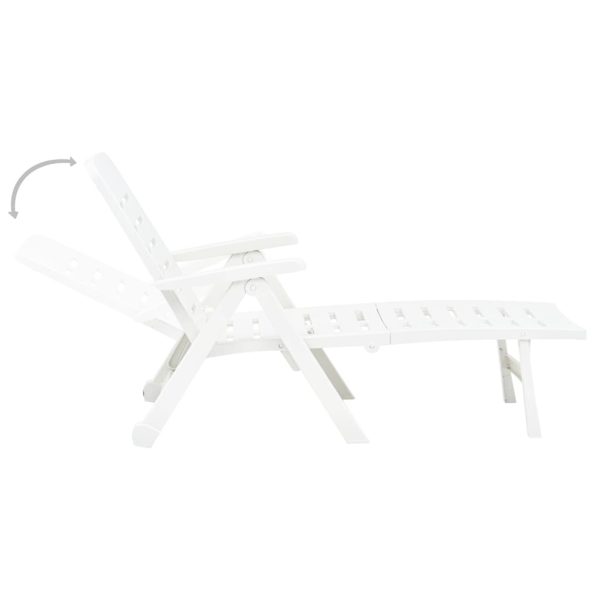 Lettino Prendisole Pieghevole In Plastica Bianco - Image 4