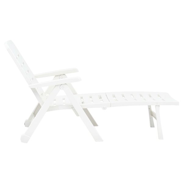 Lettino Prendisole Pieghevole In Plastica Bianco - Image 5