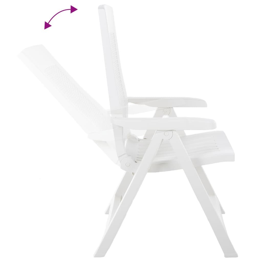 Sedie Reclinabili Da Giardino 2 Pz In Plastica Bianca - Image 5