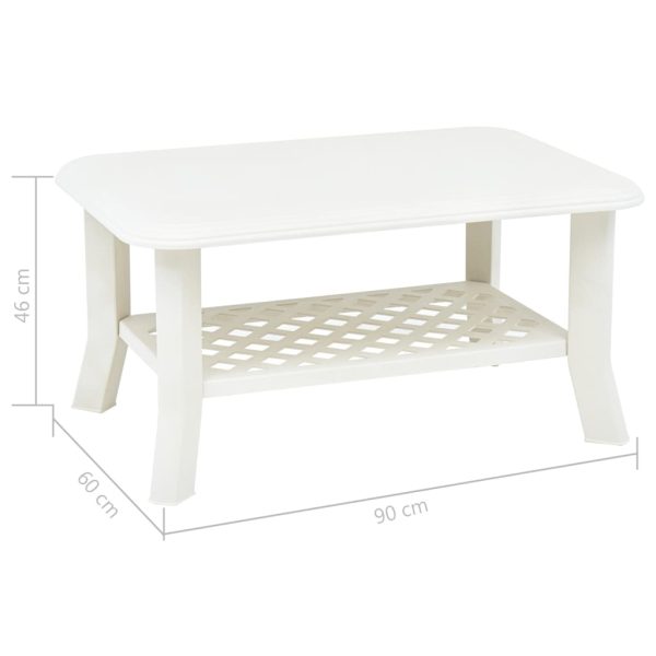 Tavolino Da Salotto Bianco 90x60x46 Cm In Plastica - Image 6
