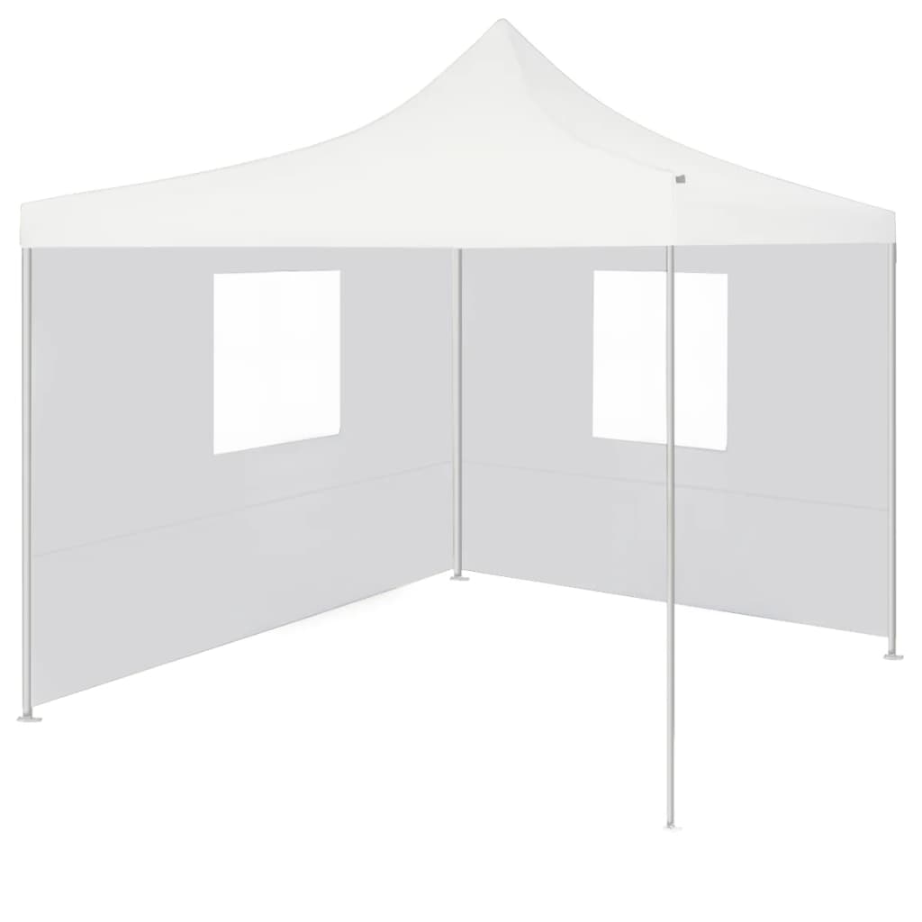 Gazebo Professionale Pieghevole 2 Pareti 3x3 M Acciaio Bianco