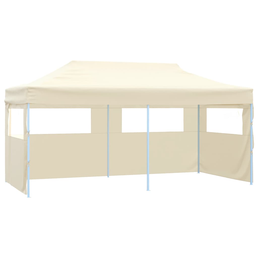Gazebo Professionale Pieghevole Con 4 Pareti 3x6m Acciaio Crema