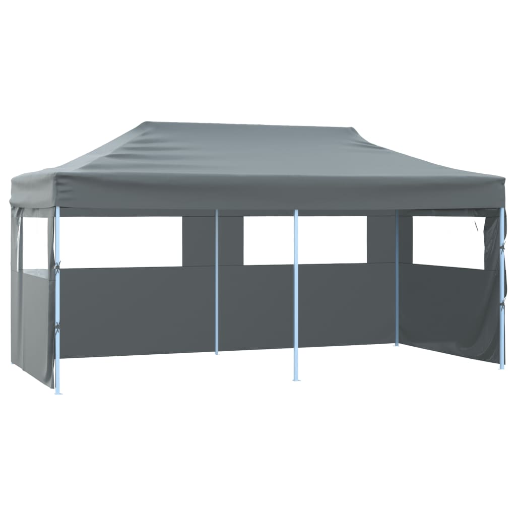 Gazebo Pieghevole Con 4 Pareti 3x6m Acciaio Antracite