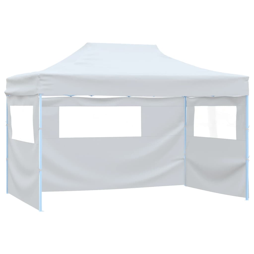 Tendone Per Feste Pieghevole Con 3 Pareti 3x4,5 M Bianco