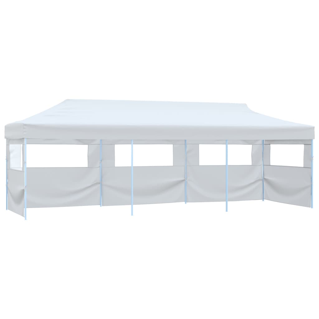 Tenda Pieghevole PoP-Up Con 5 Pareti Laterali 3x9 M Bianca