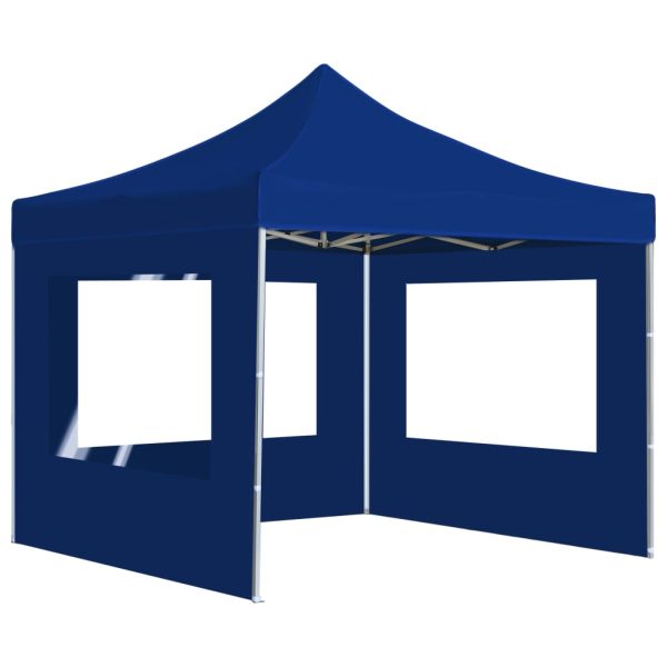 Gazebo Professionale Pieghevole Alluminio Con Pareti 2x2m Blu - Image 5