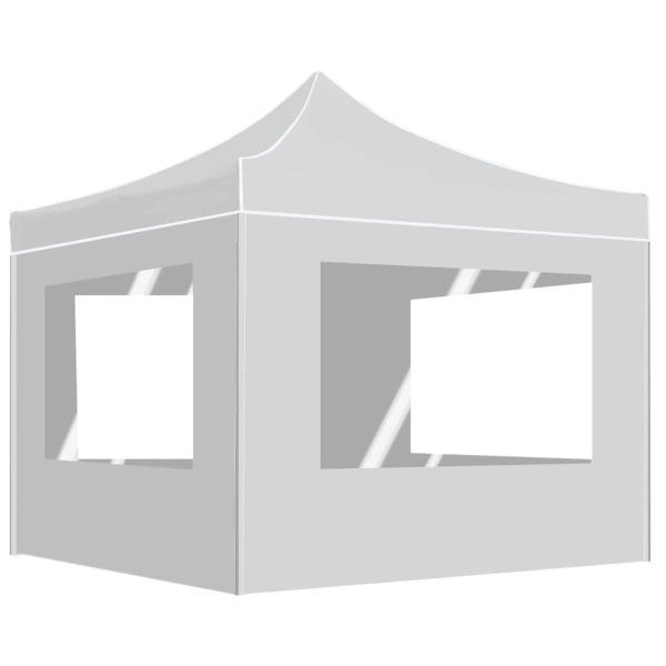Gazebo Pieghevole Con Pareti Alluminio 2x2 M Bianco
