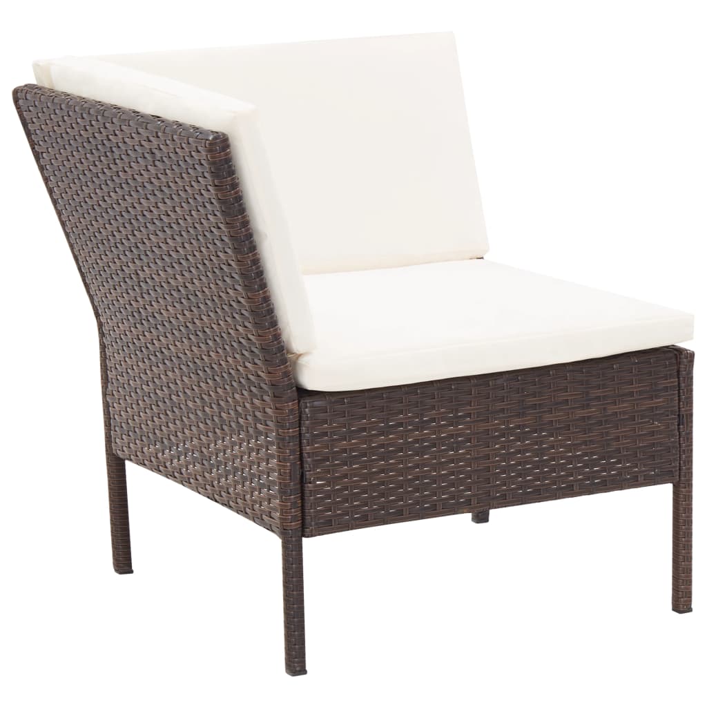 Set Divani Da Giardino 6 Pz Con Cuscini In Polyrattan Marrone - Image 3
