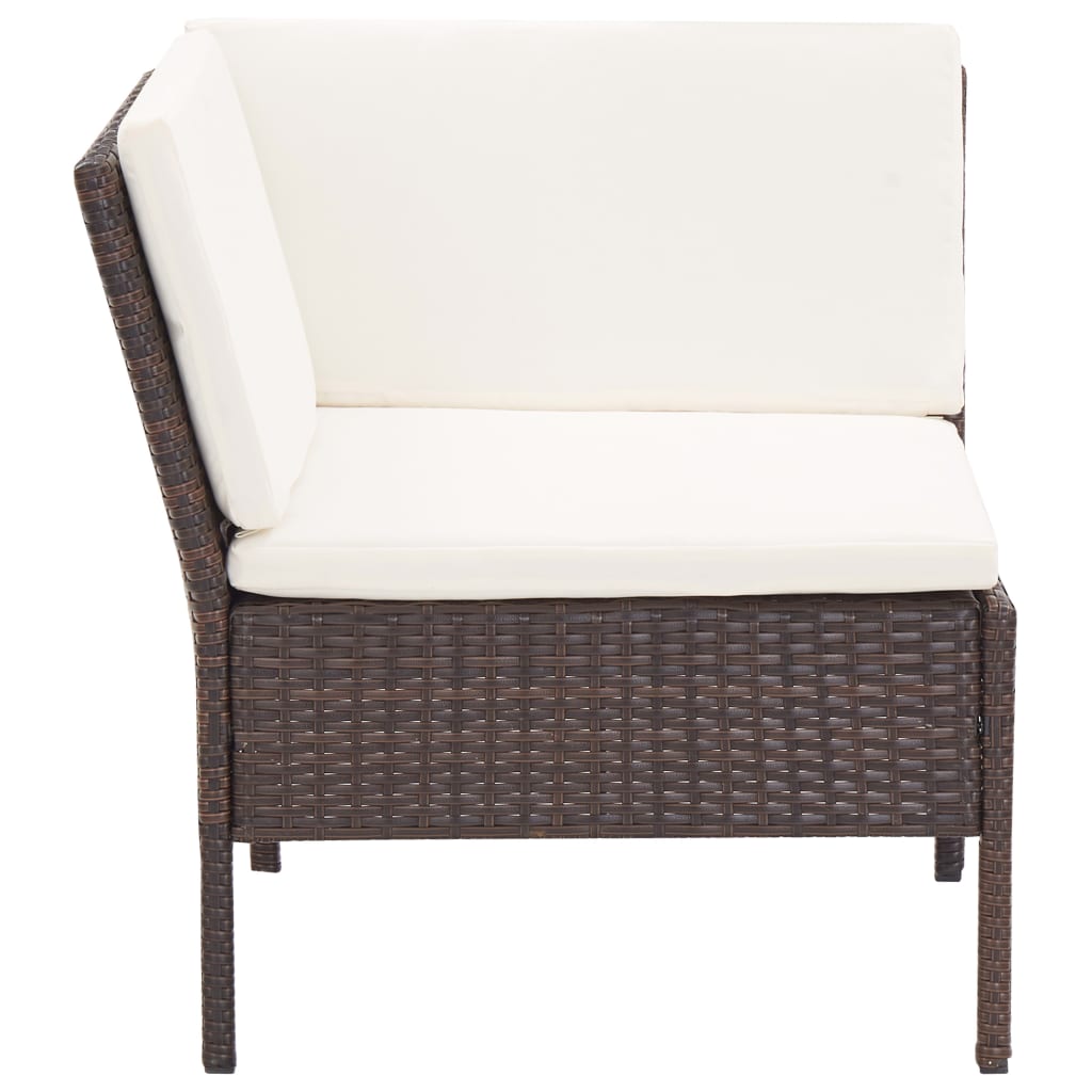 Set Divani Da Giardino 6 Pz Con Cuscini In Polyrattan Marrone - Image 4