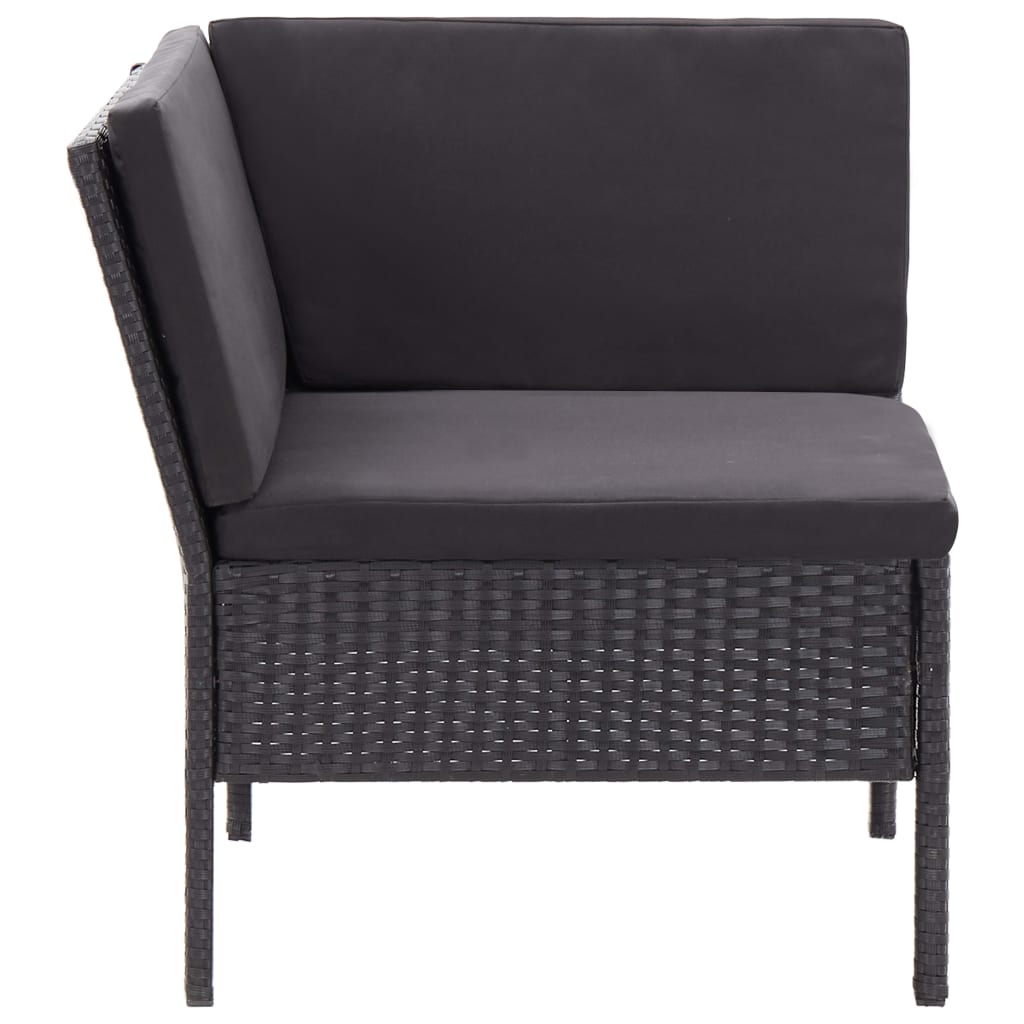 Set Divani Da Giardino 3 Pz Con Cuscini In Polyrattan Nero - Image 4