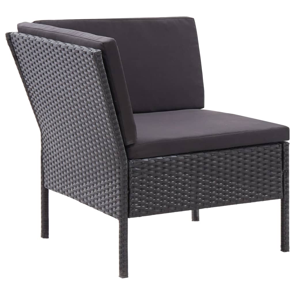 Set Divani Da Giardino 3 Pz Con Cuscini In Polyrattan Nero - Image 5