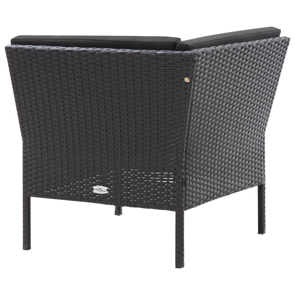 Set Divani Da Giardino 3 Pz Con Cuscini In Polyrattan Nero - Image 6