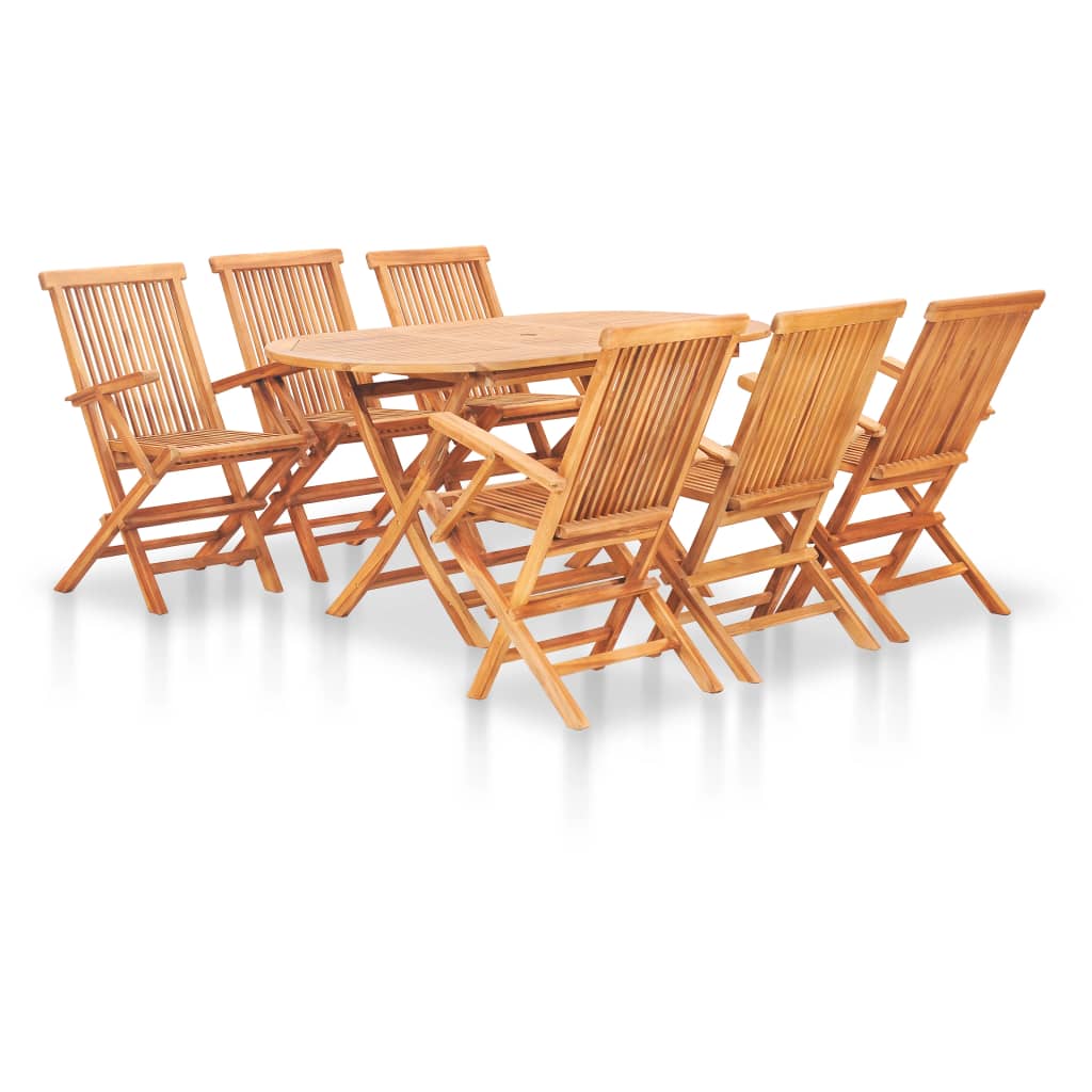 Set Da Pranzo Da Giardino 7 Pz Pieghevole In Massello Di Teak