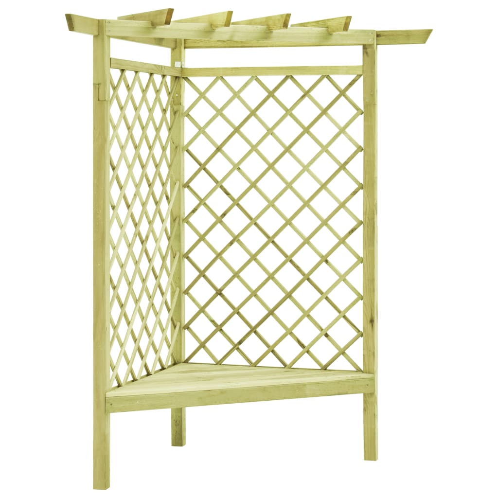 Pergolato Ad Angolo E Sedile 130x130x197 Cm In Pino Impregnato