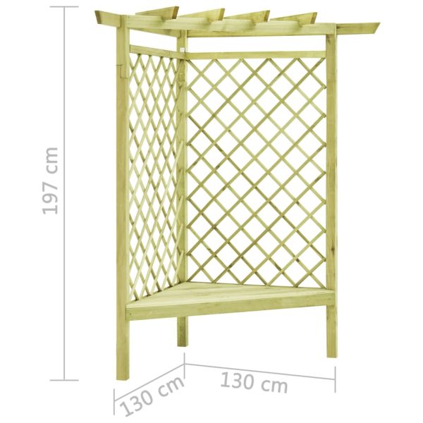 Pergolato Ad Angolo E Sedile 130x130x197 Cm In Pino Impregnato - Image 5