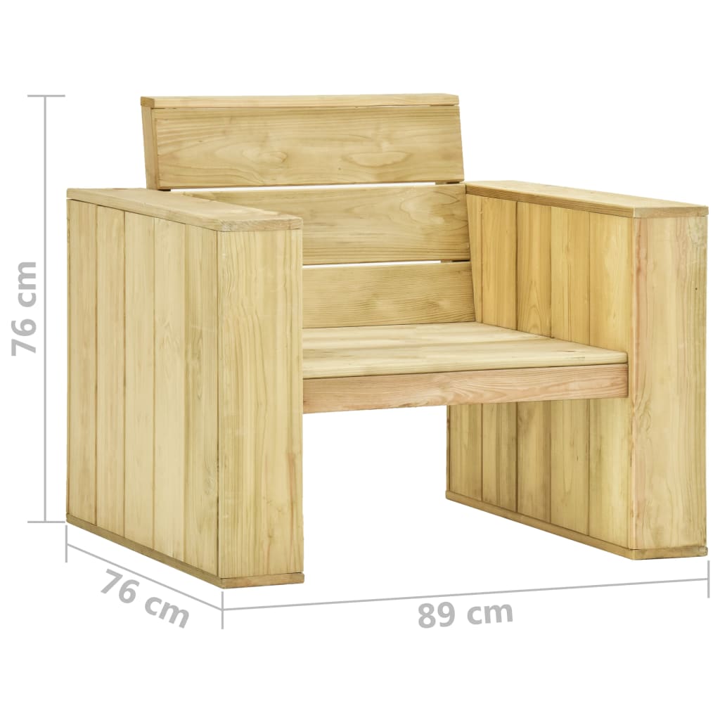 Sedia Da Giardino 89x76x76 Cm In Legno Di Pino Impregnato - Image 6